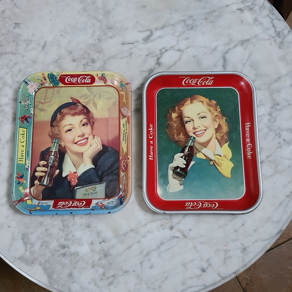 Coca-Cola Retro Trays with Red and Blue Accents